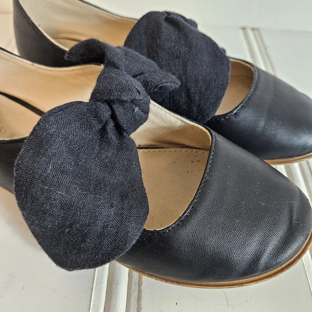 Zara Kids Ballet Flats Girls 33 1.5 Oversized Bow Balletcore Dress Shoes Black